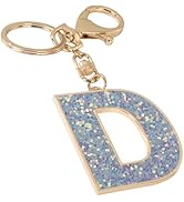 Junyuerly Glitter Initial keychains|Gold Keychain Accessories|Leatherette Letter Bag Charm for Women