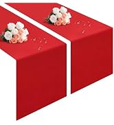 Wolkemer 2 Pieces Waterproof Table Runner Lightweight Fabric, 13x48 Inches | Wipeable Farmhouse R...