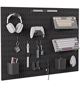 Gliging Controller and Keyboard Holder Wall Mount, Modular Gaming Pegboard with Accessories, Wall...