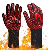BBQ Gloves Fireproof Oven Mitts: GEEKHOM 1472 ? Heat Resistant Non-Slip Gloves EN407 Certified 13...