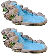 Dwuww 2Pcs Blue DIY Miniature Mini Water Pool Fairy Garden Lawn Ornament Outdoor Statues for Moun...