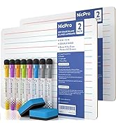 Nicpro Dry Erase Lap Board 9 x 12 inches 2 Pack Ruled Kid Double Sided Blank & Lined Small Lapboa...