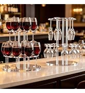 SOVQUEST Acrylic Champagne Tower 2 Tier Wine Glass Holder with 12 Slots, Crystal Clear Stemware R...