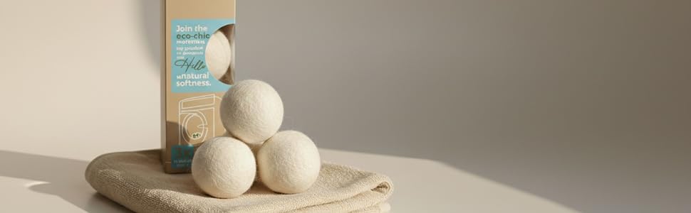 Series of product photos showing white spherical objects displayed on beige fabric against neutral background, with light blue product packaging visible in some frames.