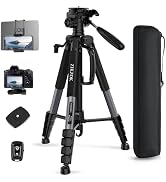 75" Camera Tripod, Heavy Duty Aluminum Camera Stand for ipad Phone, Travel Tripod with Remote/Car...