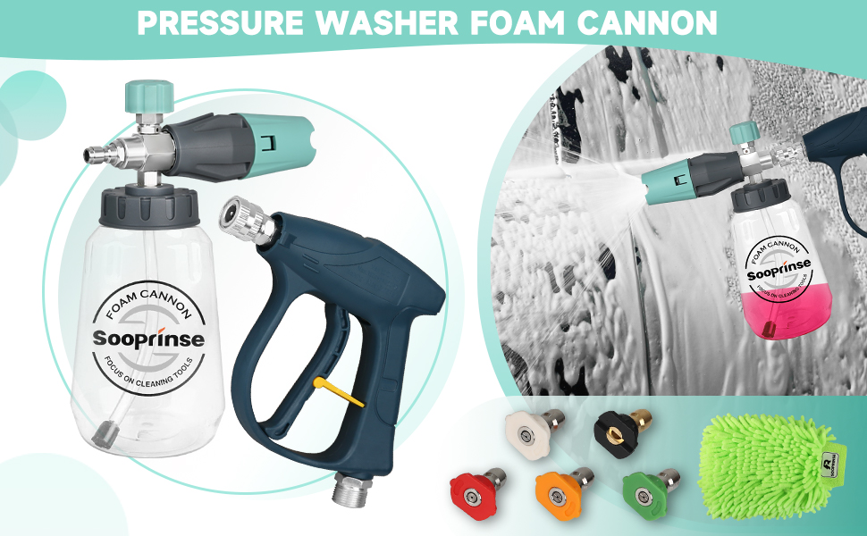 2D Washer Gun+Foam Cannon+5 Nozzle Tips