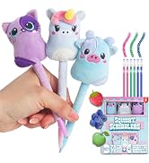 BunMo Plush Pens 3 Pack - 6 Scented & Glittery Refills - Cute School Supplies for Girls - Plushie...