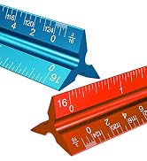 2PCS Architectural Scale Ruler, 12" Aluminum Architect Scale, Triangular Scale, Scale Ruler, Tria...