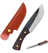 Mastiff Gears Rhino Horn Handcrafted Full Tang Fixed Blade Knife, Heavy Bushcraft Hunting Knife,...