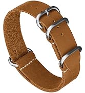 Benchmark Basics Leather Watch Band - Zulu Crazy Horse Oiled Leather One-Piece Military Watch Str...