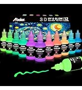 ABEIER Glow in the Dark Paint, 12 Colors (30ml1/oz) Blacklight Acrylic Paint, Neon Craft Paint, L...