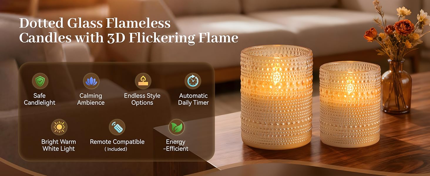 Battery Operated LED Flickering Flameless Candles with Remote and Timer