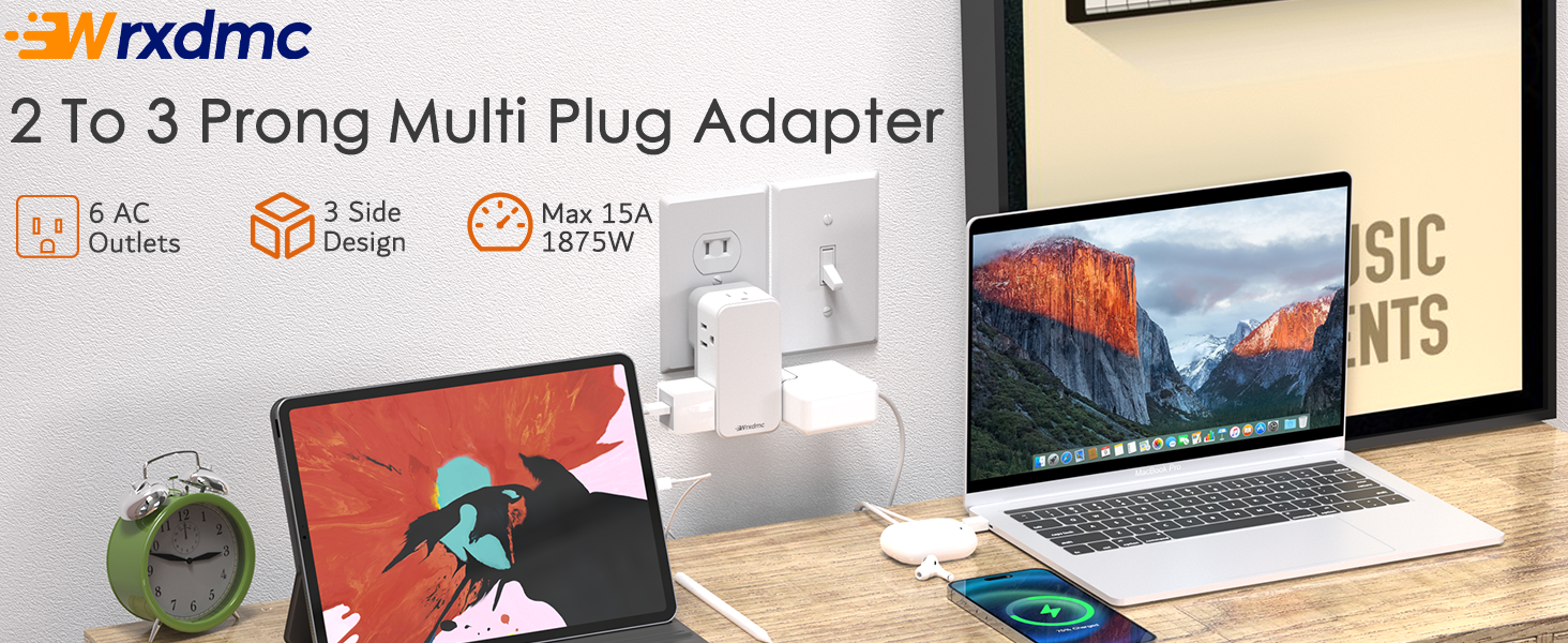 2 to 3 Prong Outlet Adapter