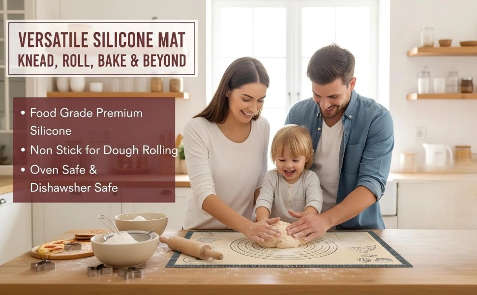 Non-slip Silicone Pastry Mat Extra Large with Measurements 28''By 20'' for Silicone Baking Mat