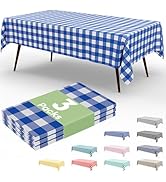 misaya 3 Packs Buffalo Disposable Table Cloth, 54 x 108 Inch Waterproof Plastic Tablecloth, Recta...