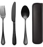 Portable Utensils Set with Case, Reusable 18/8 Stainless Steel Cutlery Set, Healthy Travel Cutler...