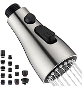 Kitchen Faucet Head Replacement with 15 Adapters - 3 Functions Pull Down Spray Head for Kitchen F...