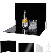 Product Photography Backdrop Kit, Reflective Black Acrylic Sheet & Light-Absorbing Flocked Bakcdr...