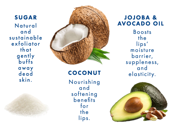 Coconut Sorbet Lip Scrub Ingredients All Natural Vegan Sugar Jojoba Oil Coconut