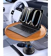 xuenair Wood Car Cup Holder Tray Table for iPad Laptop Food, 360 Swivel Car Desk for Working & Ea...