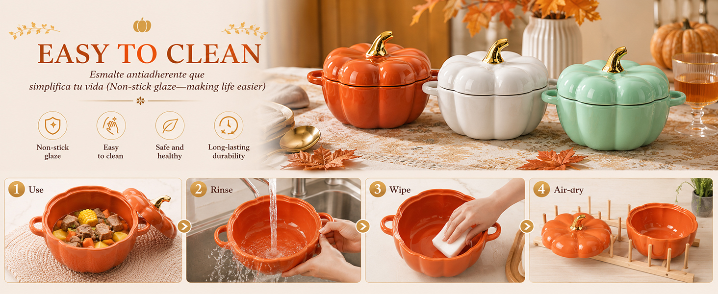 The pumpkin bowl shown below illustrates the cleaning process