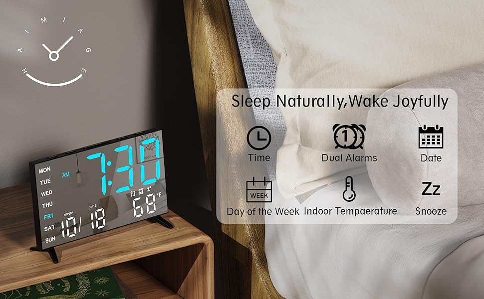 Haimiage Digita Mirror Alarm Clock