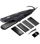 Pulla Hair Straightener and Crimper - 4 in 1 Tourmaline Ceramic Flat and Curling Iron for Hair St...