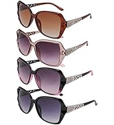 DragonflyDreams 4 Pcs Women Large Sunglasses, UV 400 Glasses Oversized Classic Trend Ladies Sungl...