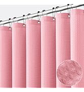 MIULEE Extra Long Waffle Weave Shower Curtain 84 Inch Long with 12 Metal Hooks Modern Washable He...