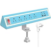 Desk Clamp Power Strip with Nightlight, 40W Fast Charging, 6FT Extension Cord, 4x20W USB-C & 2 US...