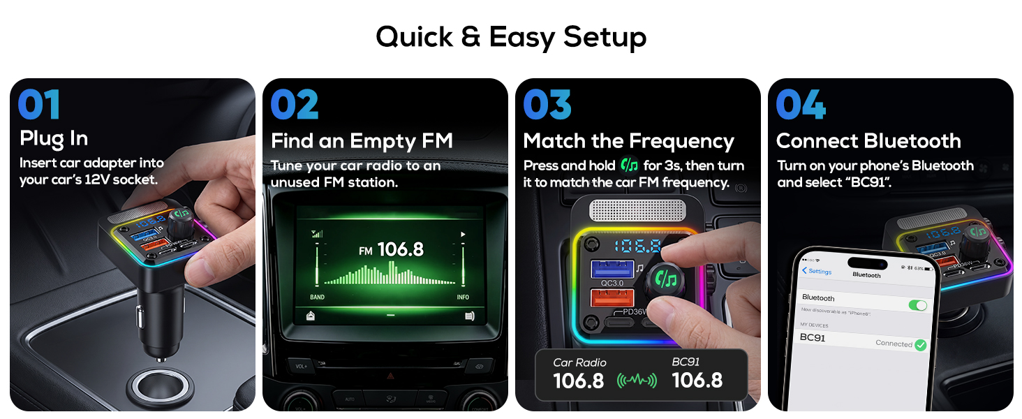 54W Bluetooth 5.3 Car Adapter