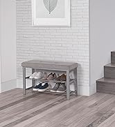 neatfreak Upholstered Storage Bench for Shoes Double Seat Shoe Bench with Upholstered Fabric Seat...