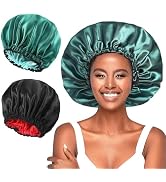 2 PCS Silk Bonnet for Sleeping, Large Satin Bonnet Hair Bonnets for Women Sleep Cap, Double Layer...