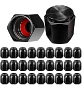 Z-oneMart 30 Pcs Tire Valve Stem Caps, Hexagon Design Air Valve Caps Black Waterproof Wheel Valve...