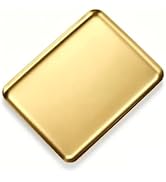 VCREATC Small Gold Tray Stainless Steel, 8x6 Inch Rectangular Decorative Catchall Tray for Jewelr...
