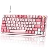 Keporia VK75 Wired Gaming Keyboard with Multimedia Control Knob, 75% Creamy Mechanical Keyboard R...