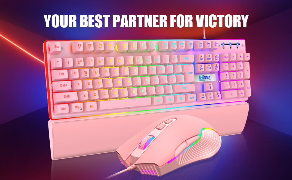 pink mouse and keyboard