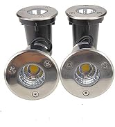 QUANS 3W Watt 12V 24V DC AC Low Voltage in Ground Well Outdoor LED Light, in-Ground Landscape Lig...
