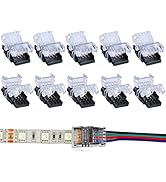 SUPERNIGHT 10 Pack 4 Pin LED Connector for Non-Waterproof 10mm RGB 5050 5630 LED Strip Lights, St...