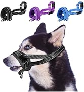 SlowTon Soft Dog Muzzle, Adjustable Padded Nylon Muzzle for Large Medium Dogs Anti Chewing Barkin...