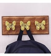 Indian Shelf 3 Butterfly Hooks with 1 Wood Planks, Decorative DIY Coat Rack Wall Mounted (Screw +...
