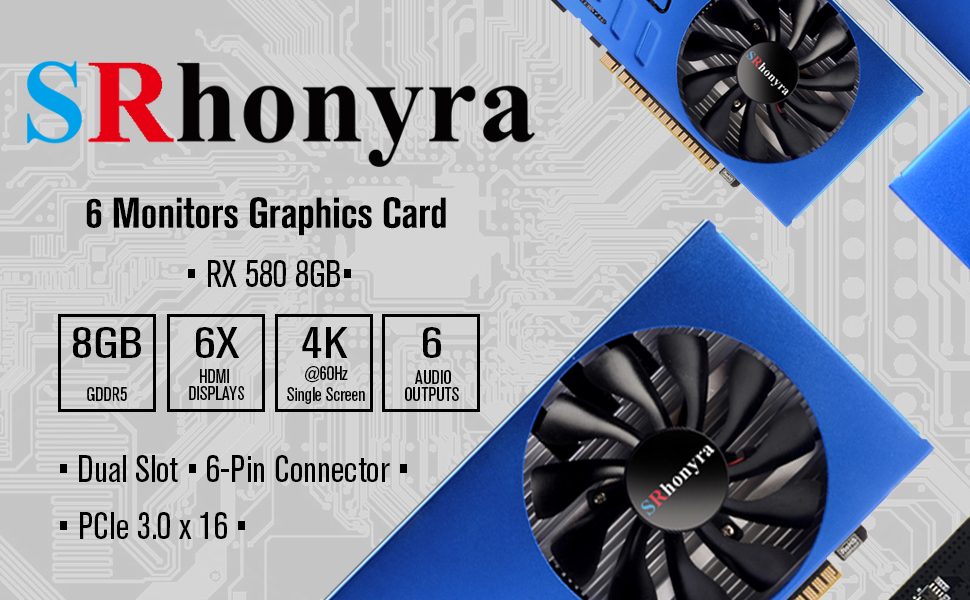 SRhonyra SR586H82 RX 580 8GB 6HDMI multiple display video card
