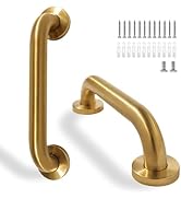 Rackickyer Shower Grab Bar, 2 Pack 12 Inch Gold Bathroom Safety Bar, 1.25" Diameter 304 Stainless...