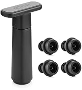 WOTOR Wine Saver Vacuum Pump with 4 Stoppers, Wine Stopper, Wine Preserver, Reusable Bottle Seale...