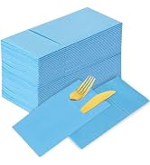KAMMAK Light Blue Napkins Disposable with Pocket 100 Pack Cloth like Paper Dinner Napkins Folded ...
