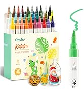 Ohuhu Acrylic Paint Markers Brush Tip: 30 Colors High Opacity Paint Pens Waterproof Acrylic Marke...