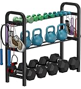 Ansionsol Adjustable Dumbbell Rack, Weight Storage Stand Holder for Dumbbells & Kettlebells, Heav...