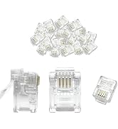 Menewstart 100Pack Telephone Modular Plug RJ11 6P4C Connector for Phone Line Cord, Compatible wit...