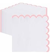 SietDESEO 50 Pieces 3-ply Light Pink Scalloped Napkins Folded 5 x 5 Inches Disposable Paper Napki...