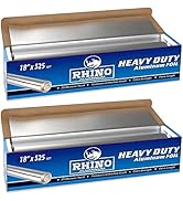 Rhino Aluminum Foil Heavy Duty - 18 x 525 sf, 25 Microns Thick (Pack of 2) Foil Aluminum Roll - C...